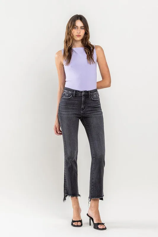 VERVET by Flying Monkey High Rise Raw Step Hem Crop Flare Jeans