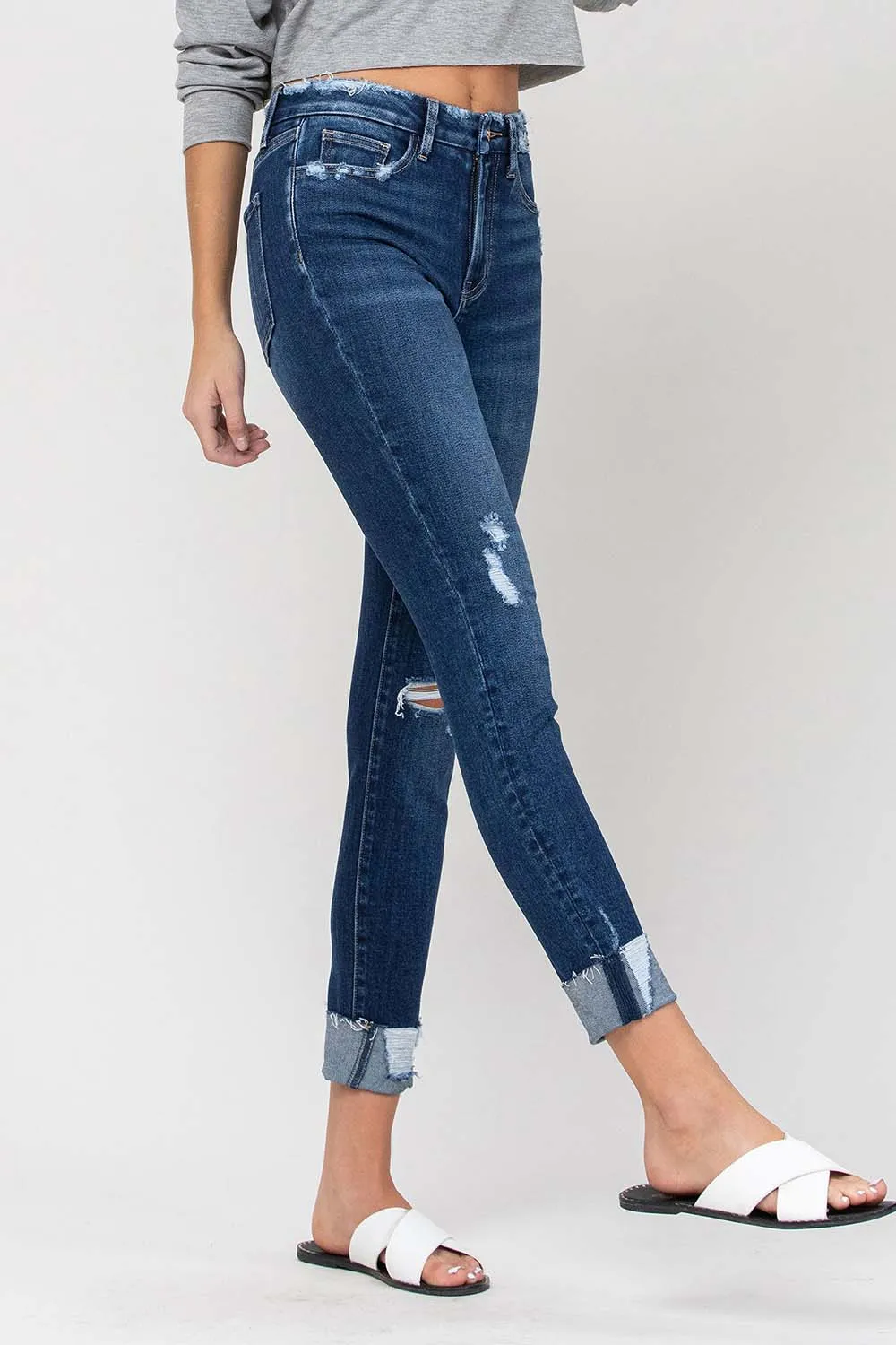 Vervet | Haylie High Rise Distressed Raw Crop Skinny Jeans