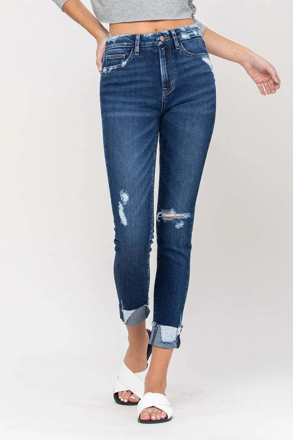 Vervet | Haylie High Rise Distressed Raw Crop Skinny Jeans