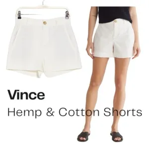 VINCE sz 8 color off white Hemp &amp; Cotton Shorts