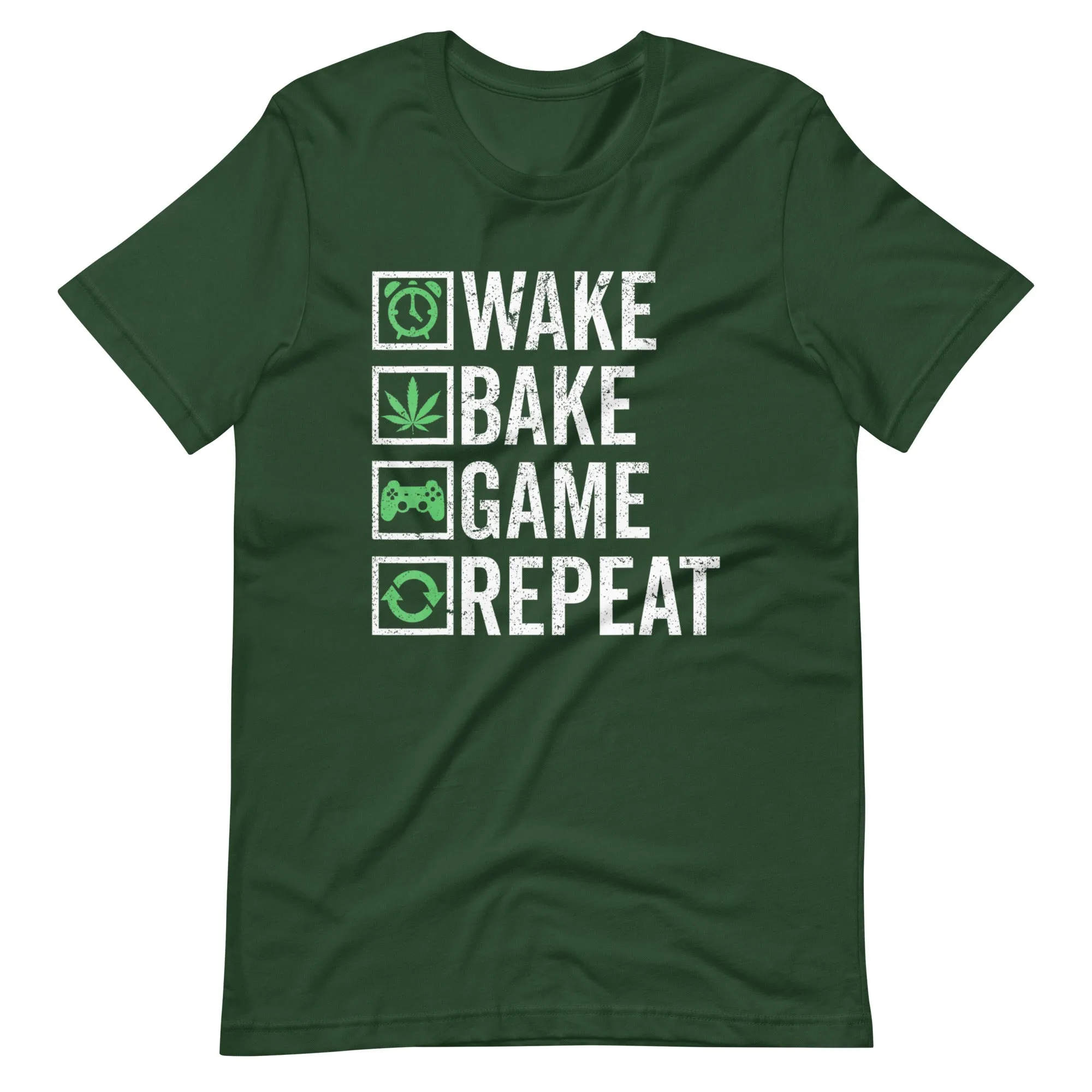 Wake-Bake-Game-Repeat-420-Weed-Cannabis-THC-Stoner t-shirt