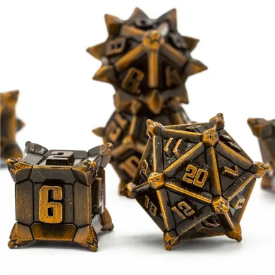 Warrior's Flail: Golden - Metal RPG Dice Set