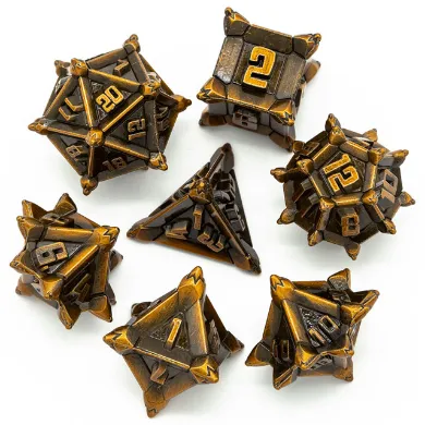 Warrior's Flail: Golden - Metal RPG Dice Set