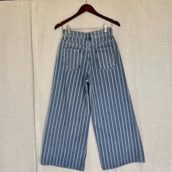 We The Free Earn Your Stripes 100% Cotton High Rise Wide Leg Crop Jeans Size 27