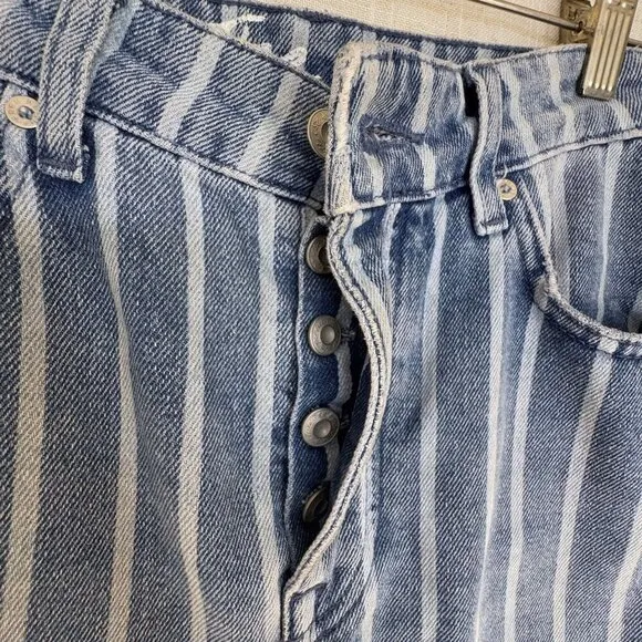 We The Free Earn Your Stripes 100% Cotton High Rise Wide Leg Crop Jeans Size 27