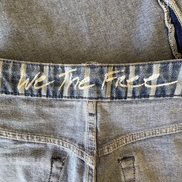 We The Free Earn Your Stripes 100% Cotton High Rise Wide Leg Crop Jeans Size 27