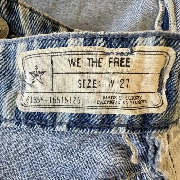 We The Free Earn Your Stripes 100% Cotton High Rise Wide Leg Crop Jeans Size 27
