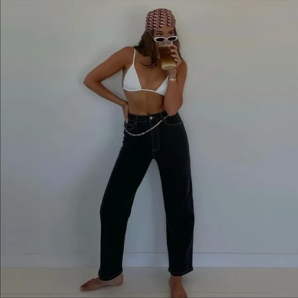 WeWoreWhat High Rise Dad Jeans Dani blue black