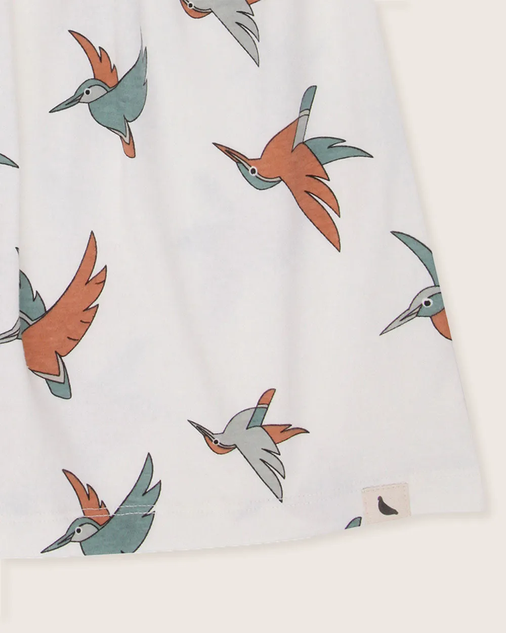 White Birdsong Print Dress