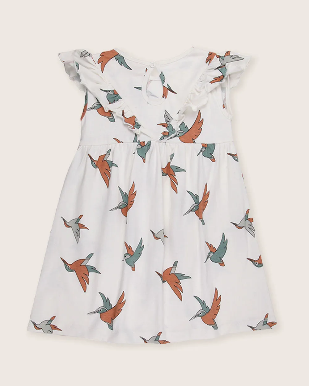 White Birdsong Print Dress