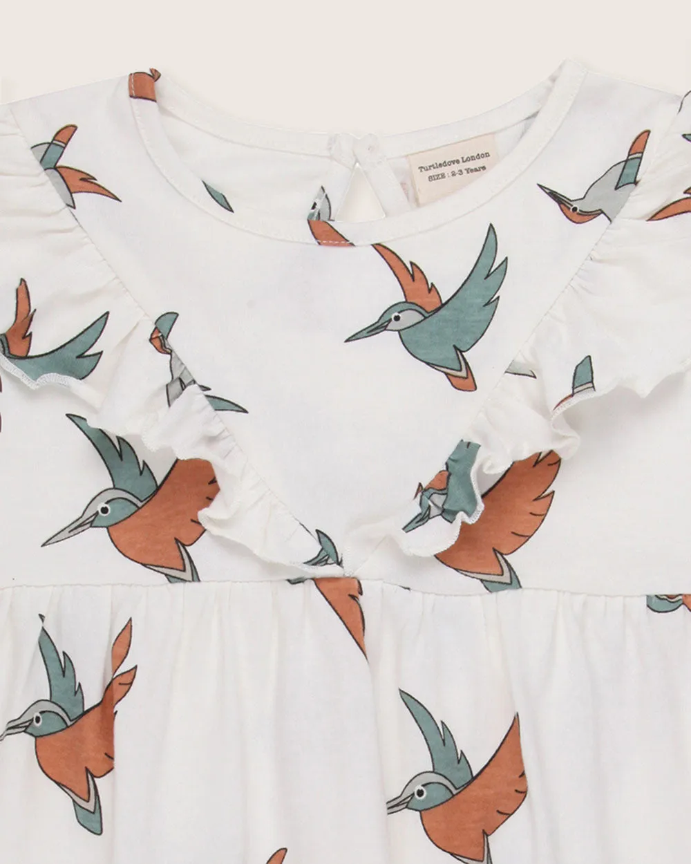 White Birdsong Print Dress