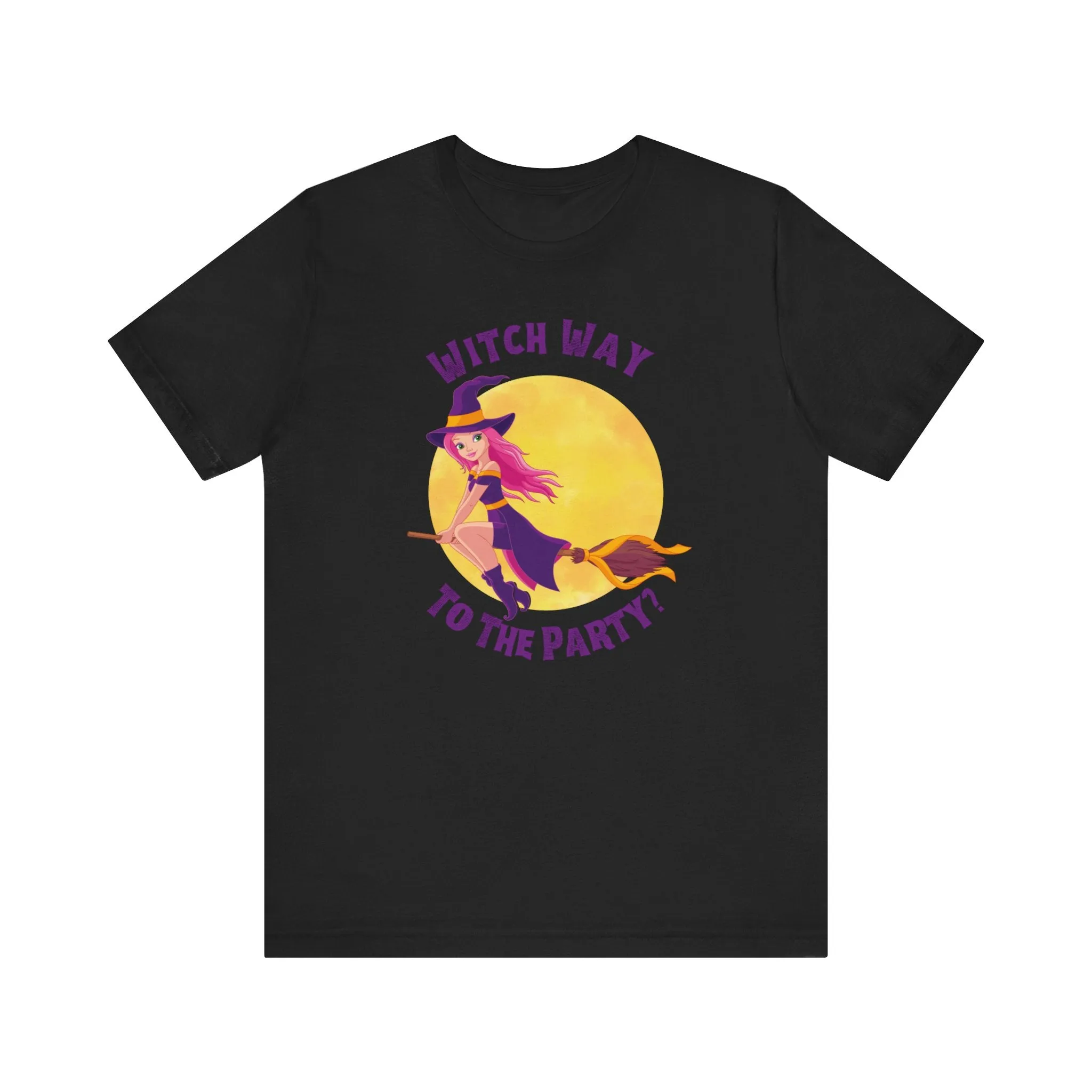 Witch Way to the Party Halloween T-Shirt | Spooky Witchy Tee |  Bella Canvas 3001Unisex | Funny Short Sleeve Tshirt