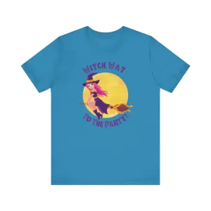 Witch Way to the Party Halloween T-Shirt | Spooky Witchy Tee |  Bella Canvas 3001Unisex | Funny Short Sleeve Tshirt