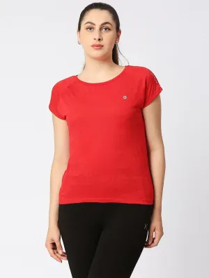 Women Red Solid Top - Inner Flow-CR