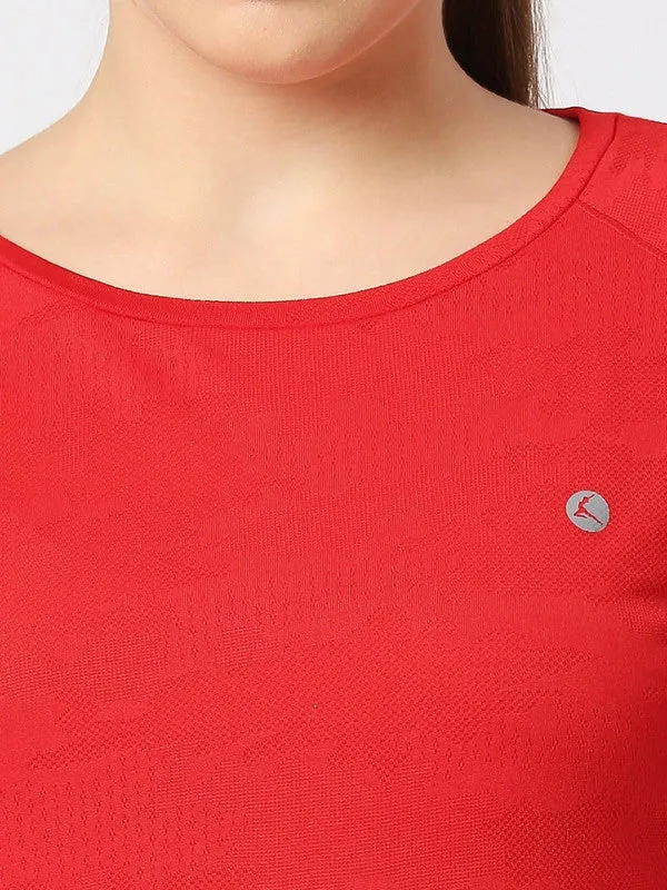 Women Red Solid Top - Inner Flow-CR