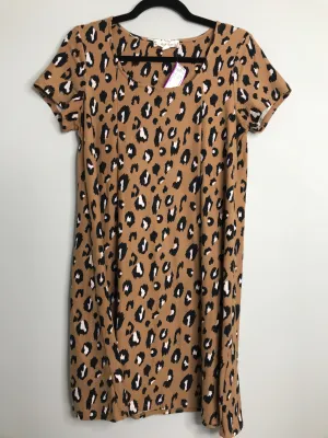 Womens Size Lg Misses Brown Pink Rose Dress