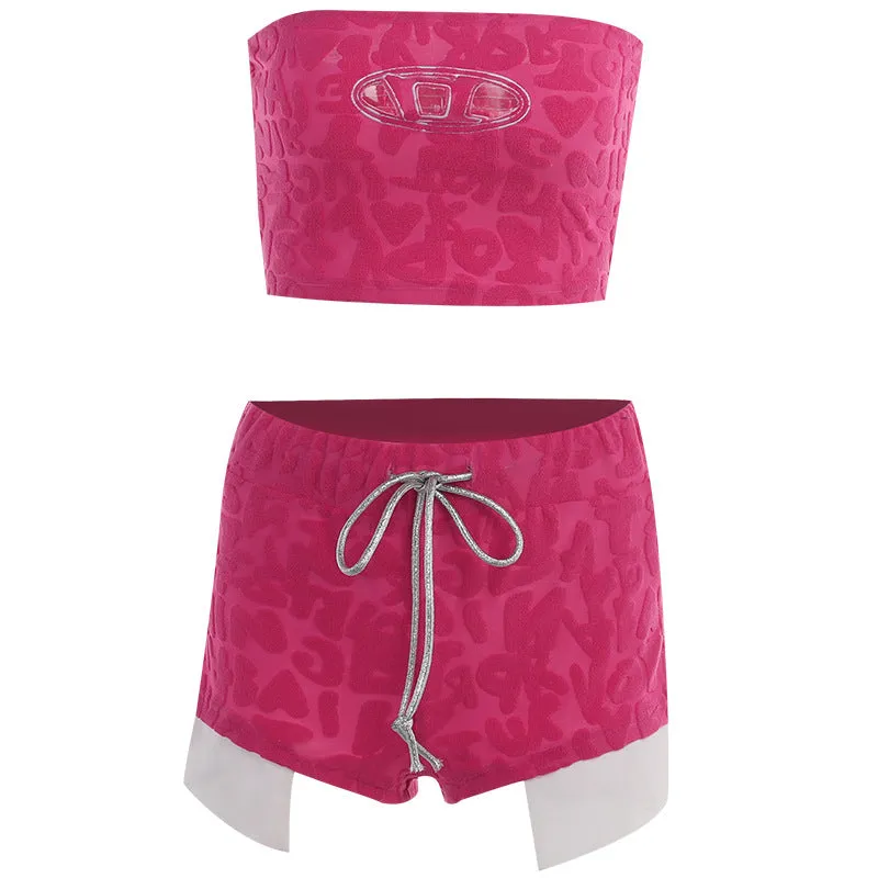 Women's Two Piece Halter Top and Shorts Set