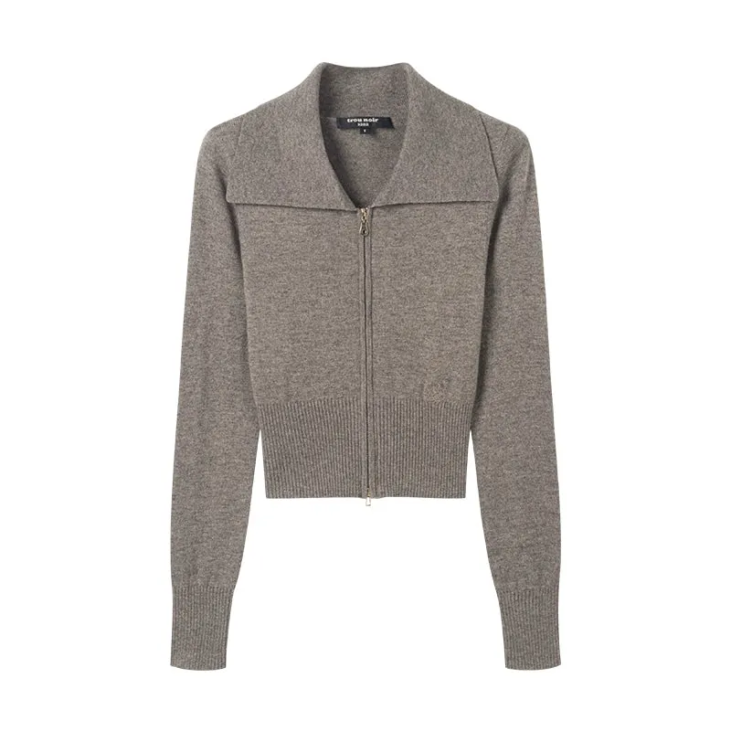 Zip-Up Wool Cardigan