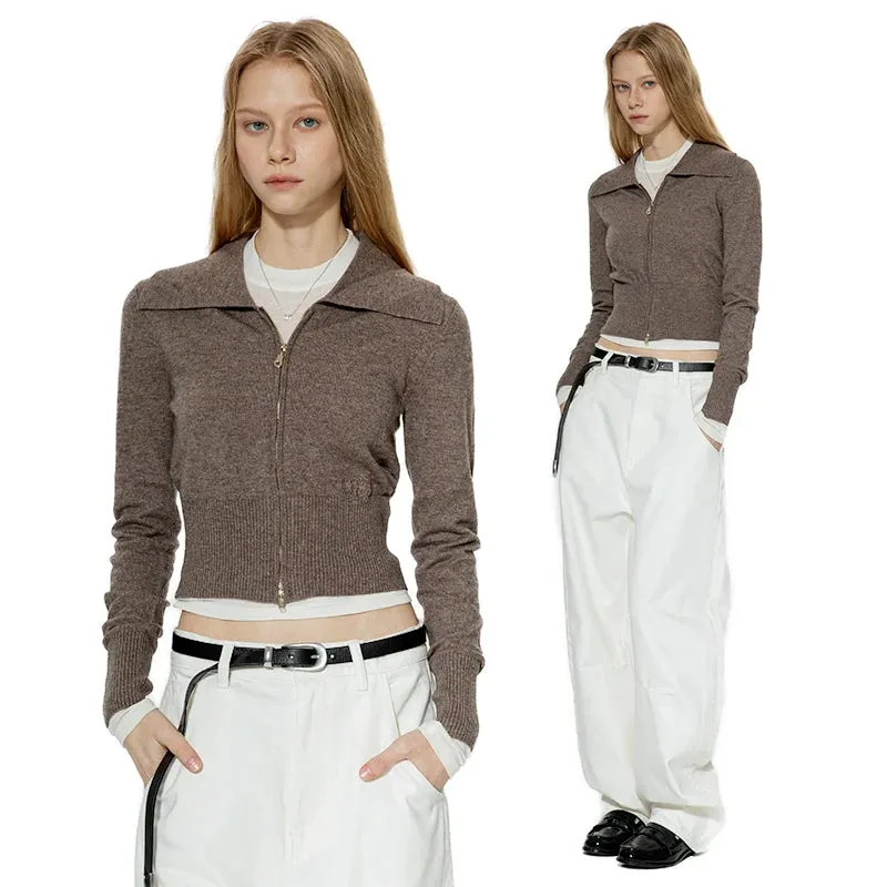 Zip-Up Wool Cardigan