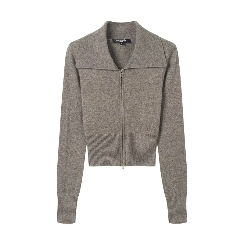 Zip-Up Wool Cardigan