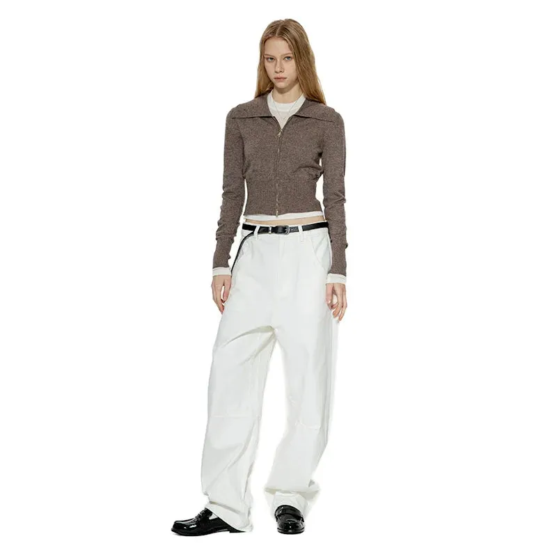 Zip-Up Wool Cardigan