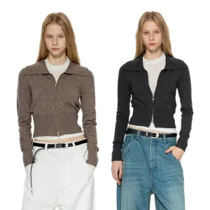 Zip-Up Wool Cardigan